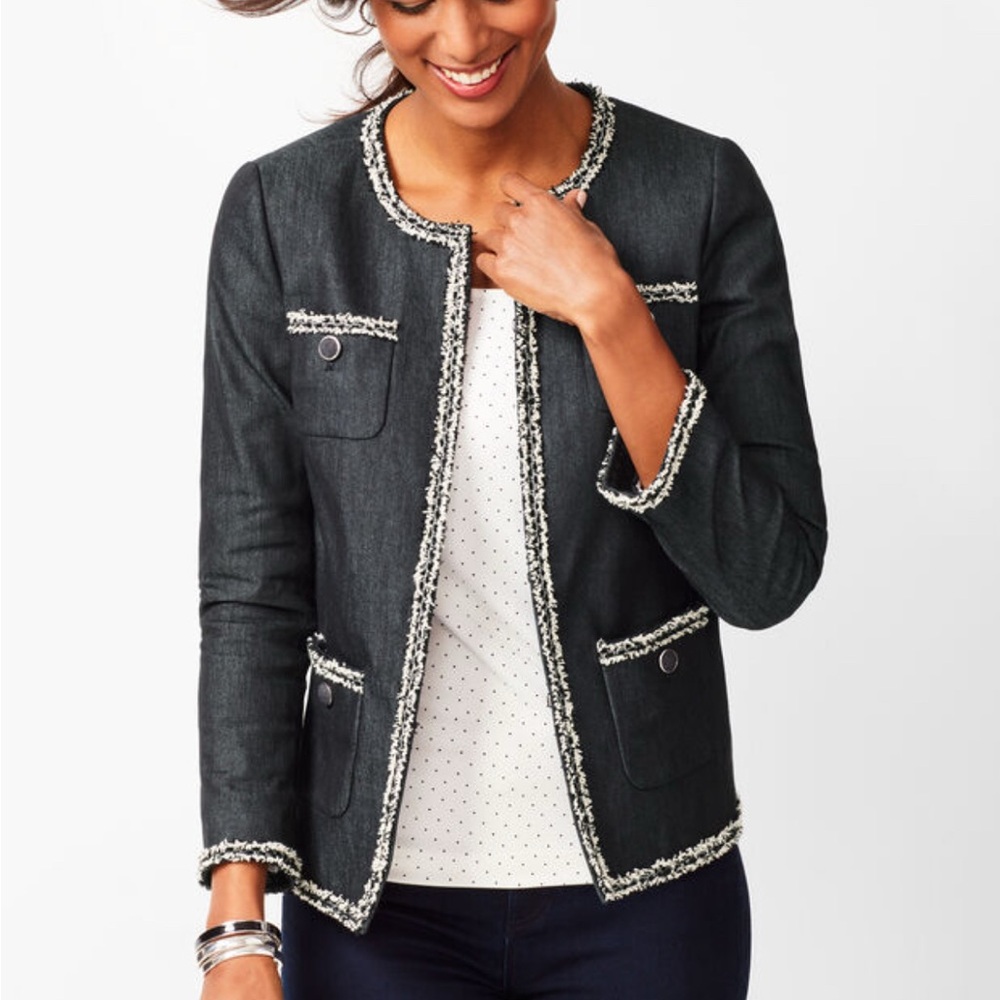 Talbots Plus Petite Fringe Tweed Jacket